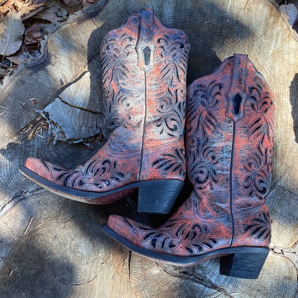 Corral Boots Beautiful Cutout Black Sequin Design Western Boho Boots - Picture 13 of 16